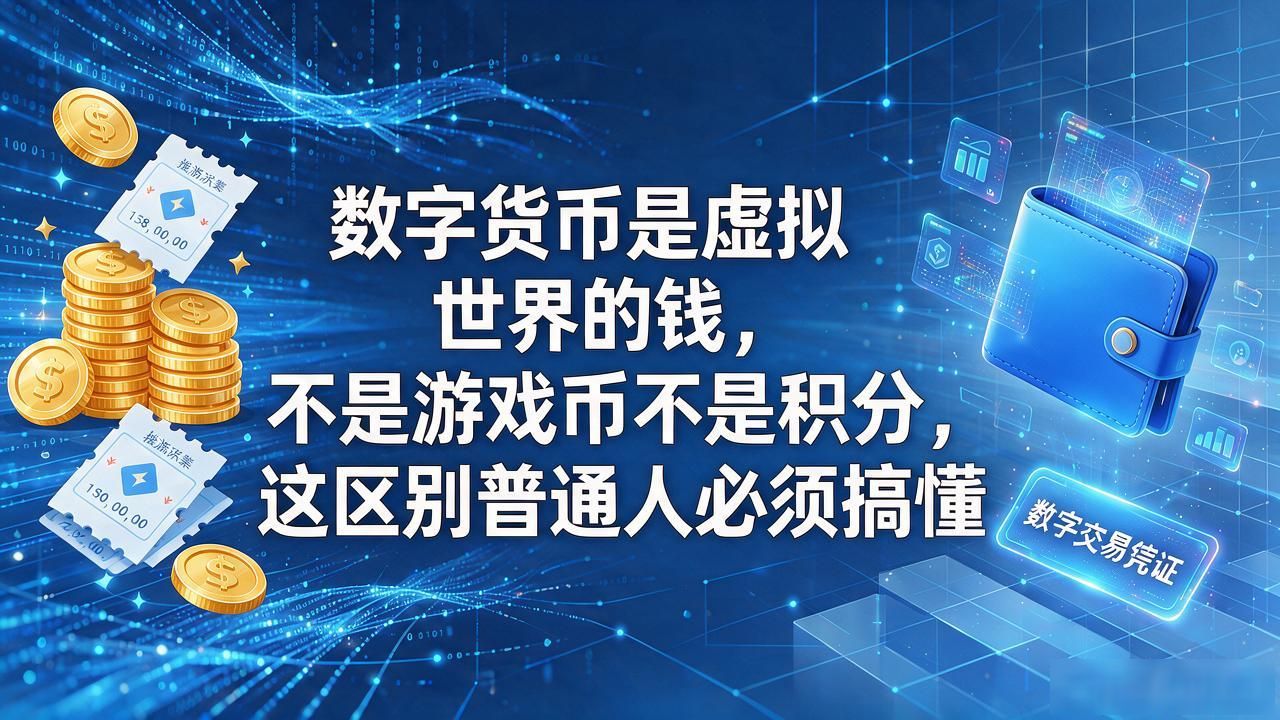 数字货币是虚拟世界的钱，不是游戏币不是积分，这区别普通人必须搞懂